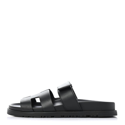 Hermes Calfskin Womens Chypre Sandals 36 Black 1 of 4