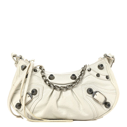 Balenciaga Agneau Arena Le Cagole Mini Purse With Chain Optic White 1 of 8