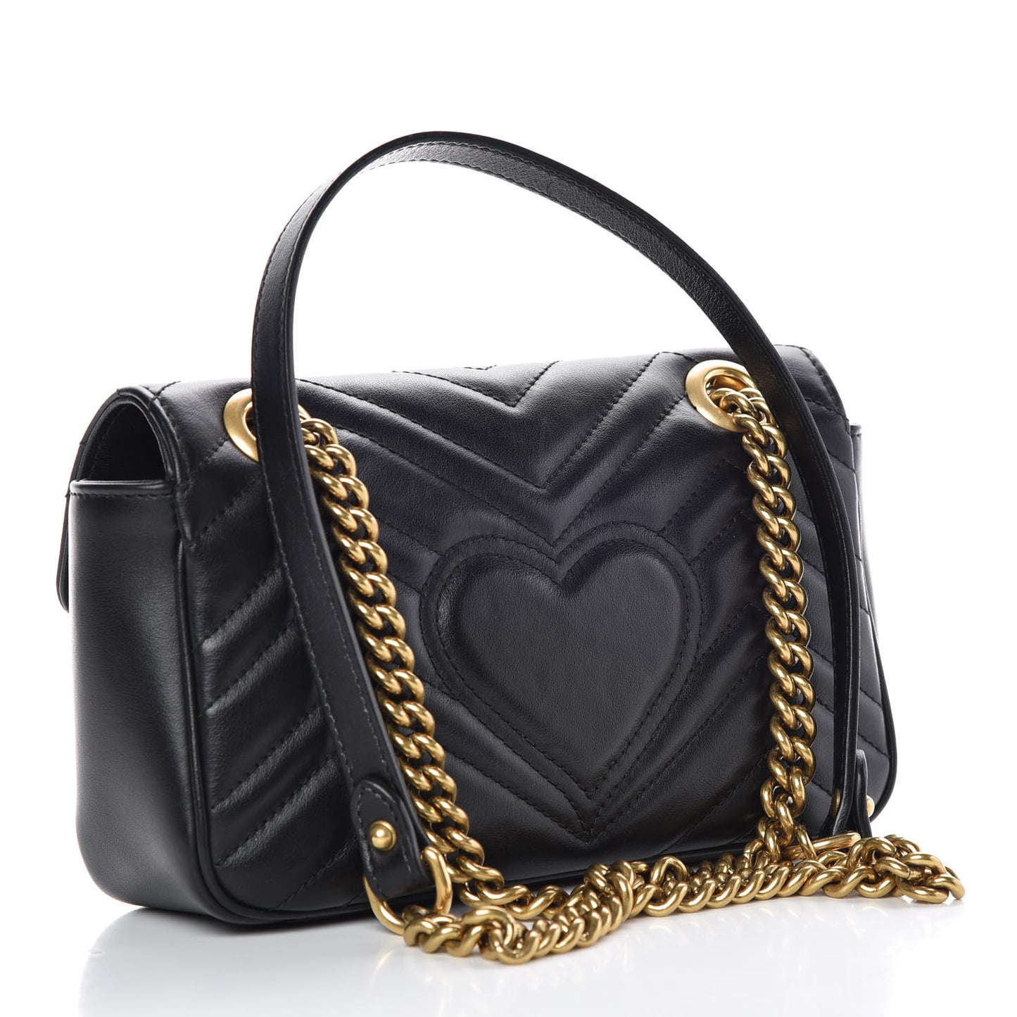 Calfskin Matelasse Mini GG Marmont Shoulder Bag Black