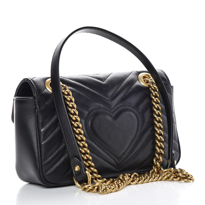 Gucci Calfskin Matelasse Mini GG Marmont Shoulder Bag Black 3 of 8