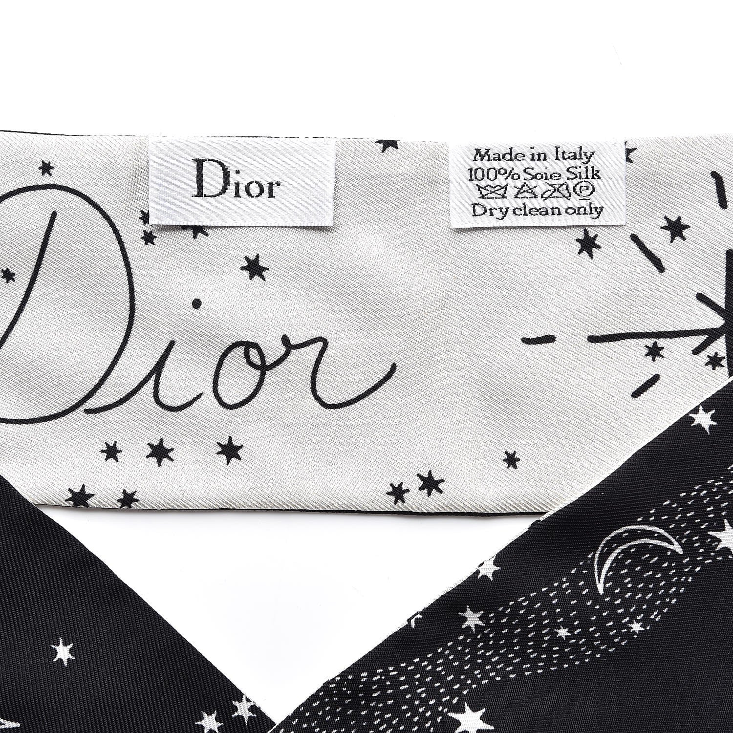 Christian Dior Silk Zodiac Virgo Mitzah Scarf Black 4 of 5
