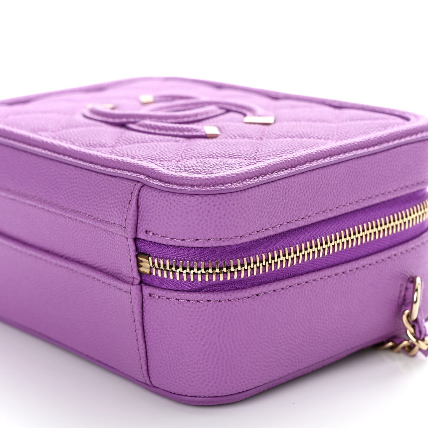 Caviar Quilted Small CC Filigree Vanity Case Purple