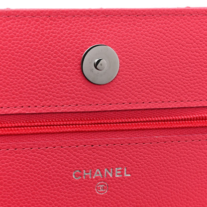 Chanel Caviar Quilted Wallet on Chain WOC Dark Pink 6 of 12