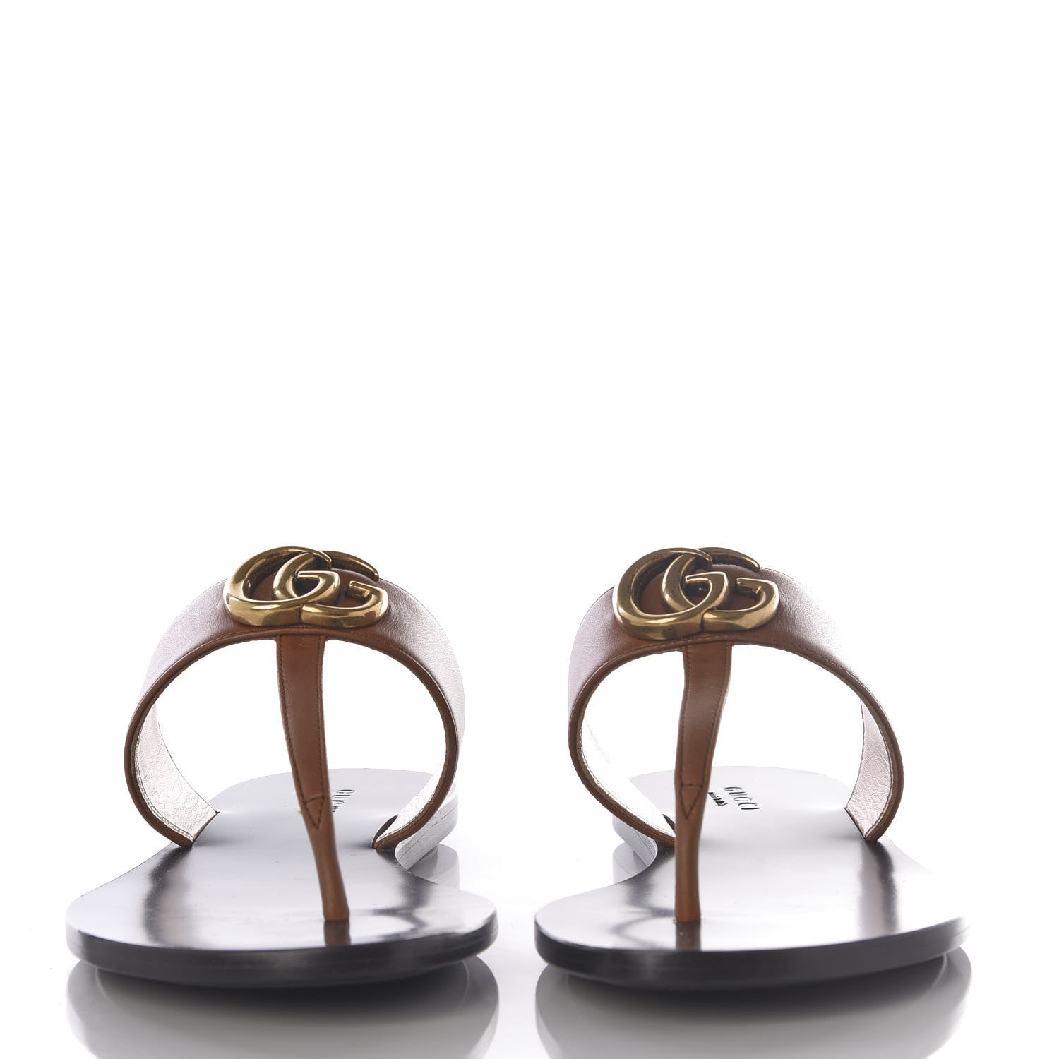 Gucci Calfskin GG Marmont Thong Sandals 36 Cognac 3 of 9