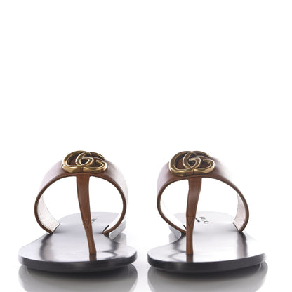 Gucci Calfskin GG Marmont Thong Sandals 36 Cognac 3 of 9