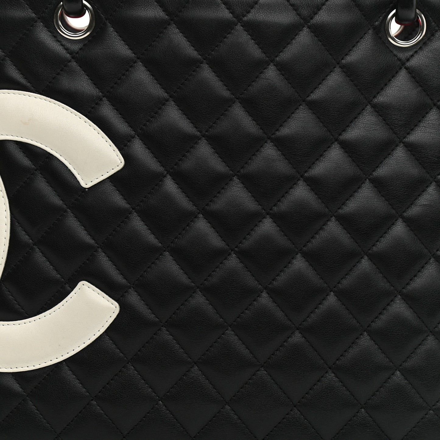 Calfskin Quilted Large Cambon Tote Black White