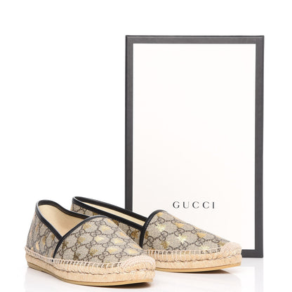 Gucci GG Supreme Monogram Bees Espadrille Flats 40 Beige Ebony Oro Black 9 of 9