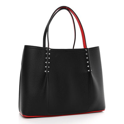 Christian Louboutin Calfskin Spiked Large Cabarock Shopper Tote Black 3 of 10