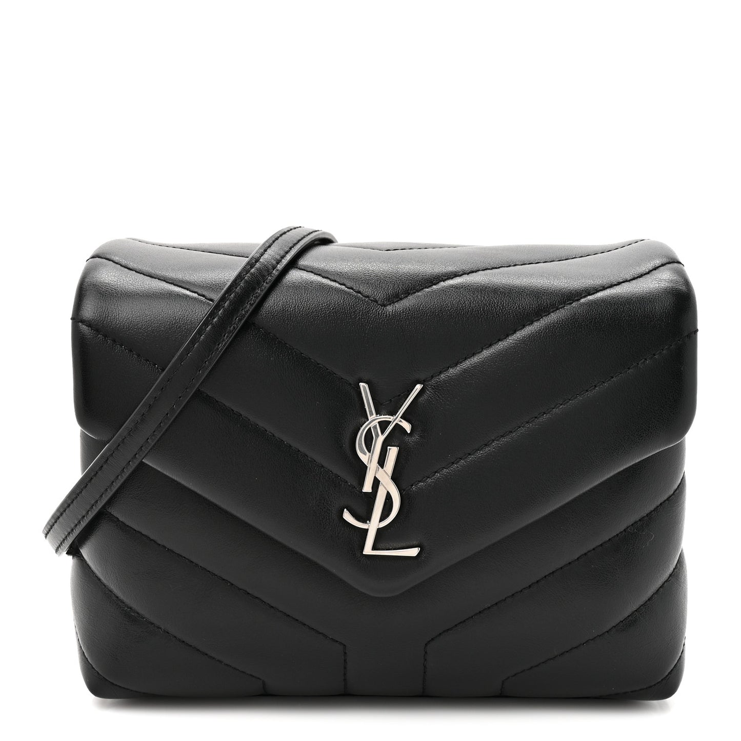 Calfskin Y Quilted Monogram Toy Loulou Crossbody Bag Black