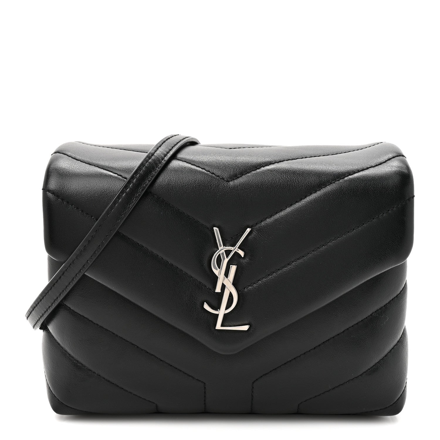 Saint Laurent Calfskin Y Quilted Monogram Toy Loulou Crossbody Bag Black 1 of 12