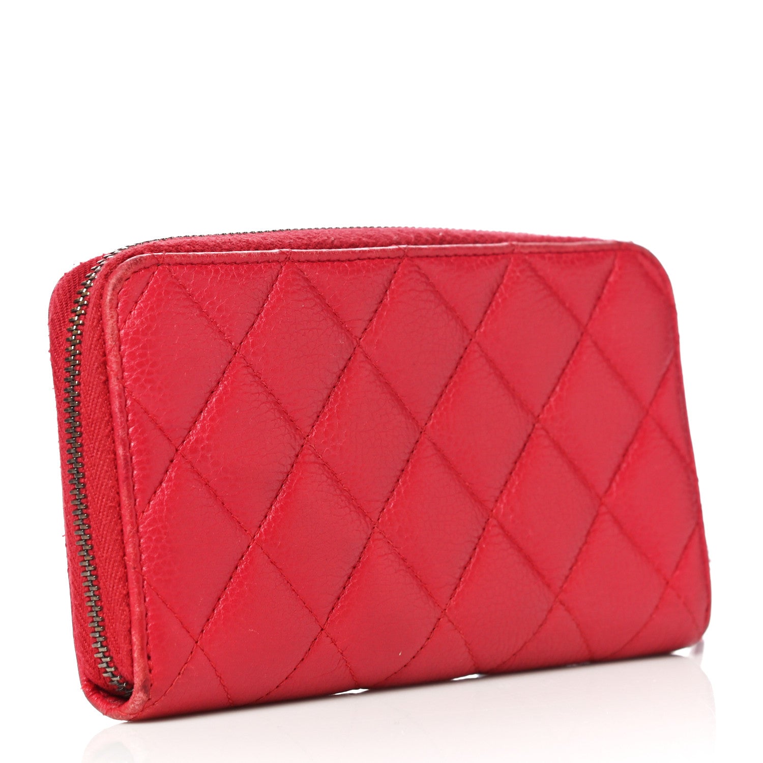 Chanel Caviar Quilted Small Zip Around Wallet Red 3 of 19