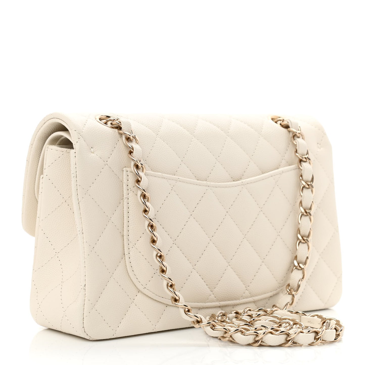 Caviar Quilted Small Double Flap White