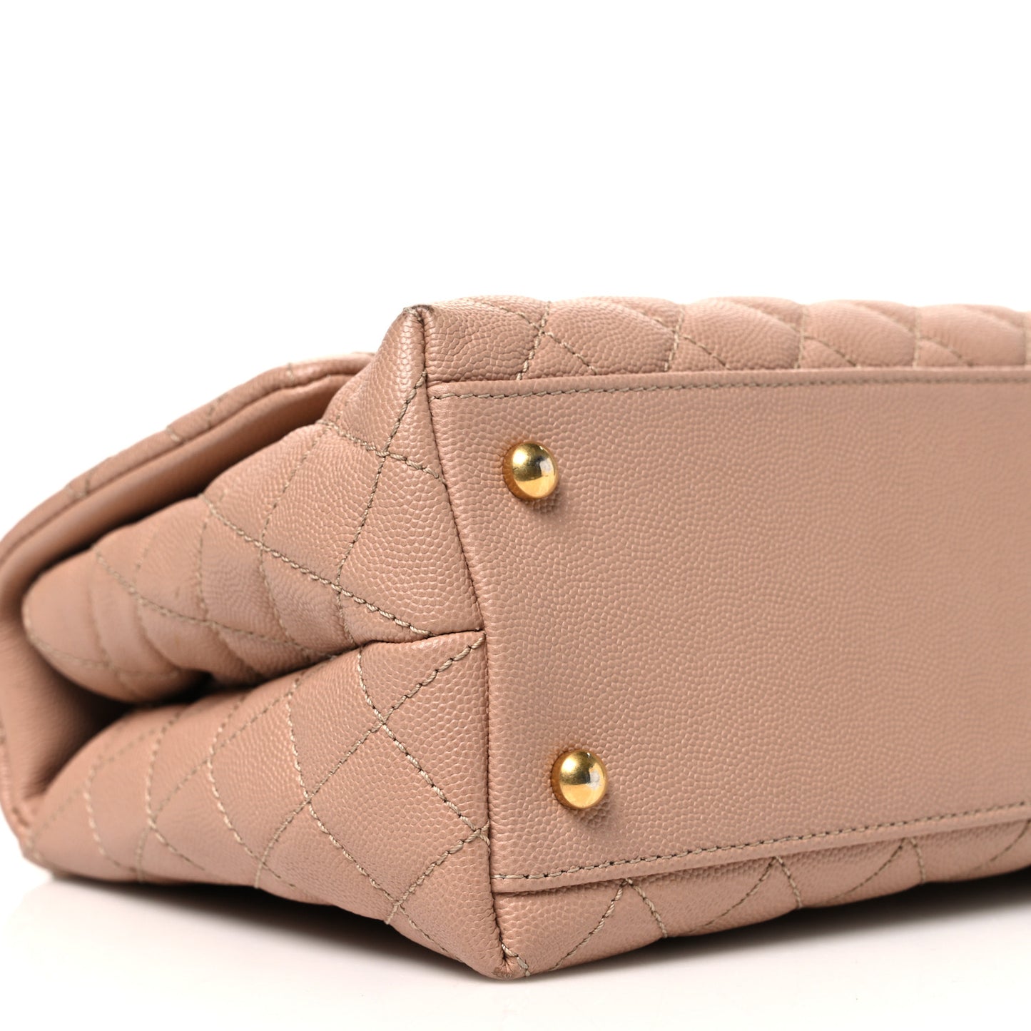 Caviar Lizard Embossed Quilted Small Coco Handle Flap Beige