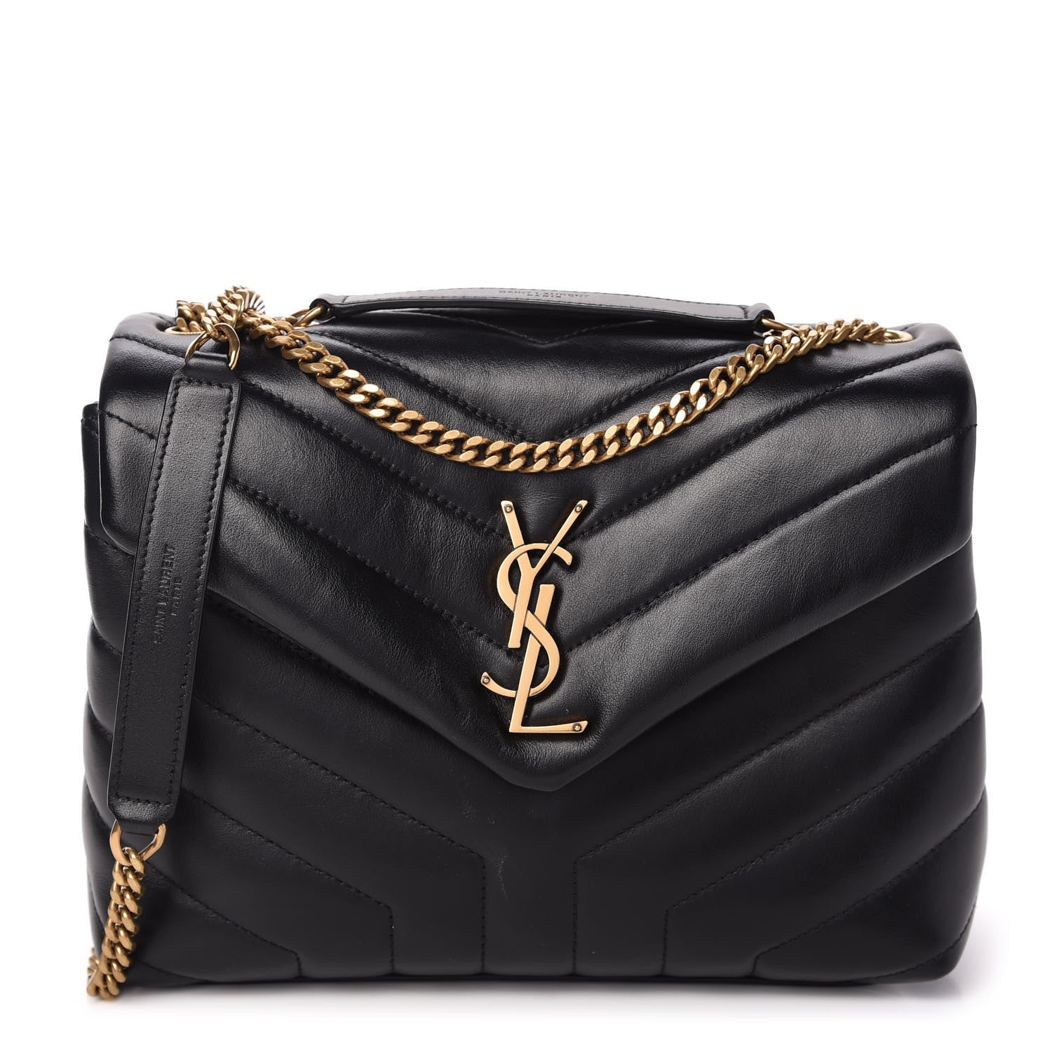 Saint Laurent Calfskin Y Quilted Monogram Small Loulou Chain Satchel Black 1 of 11