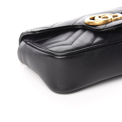 Gucci Calfskin Matelasse Super Mini GG Marmont Shoulder Bag Black 8 of 10