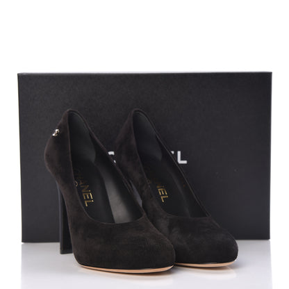 Chanel Suede Calfskin Grosgrain CC Pumps 35.5 Black 9 of 9
