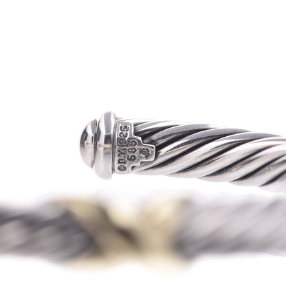 David Yurman Sterling Silver 14K Yellow Gold 7mm X Station Cable Bracelet 5 of 5