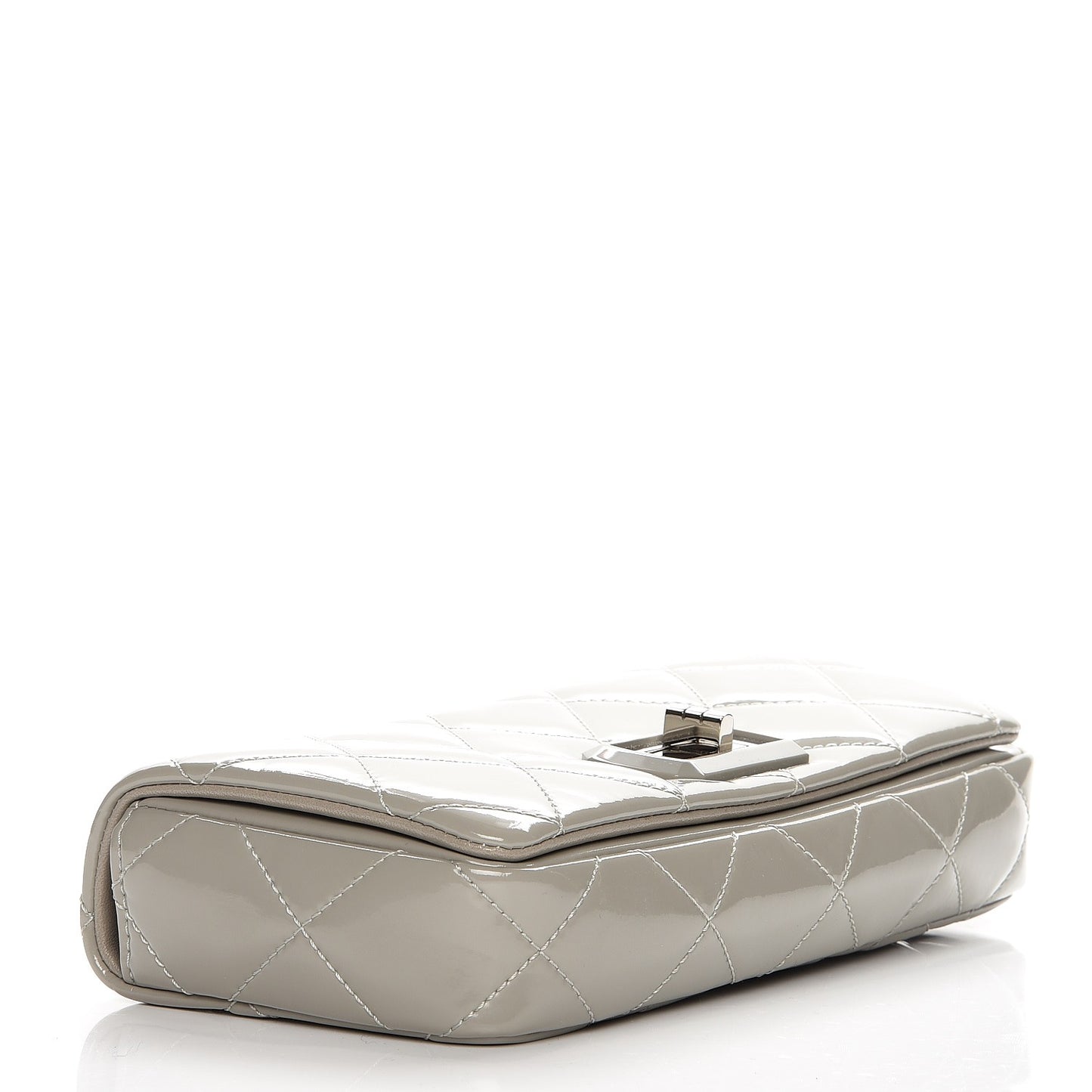 Patent Quilted Mademoiselle East West Flap Light Gray