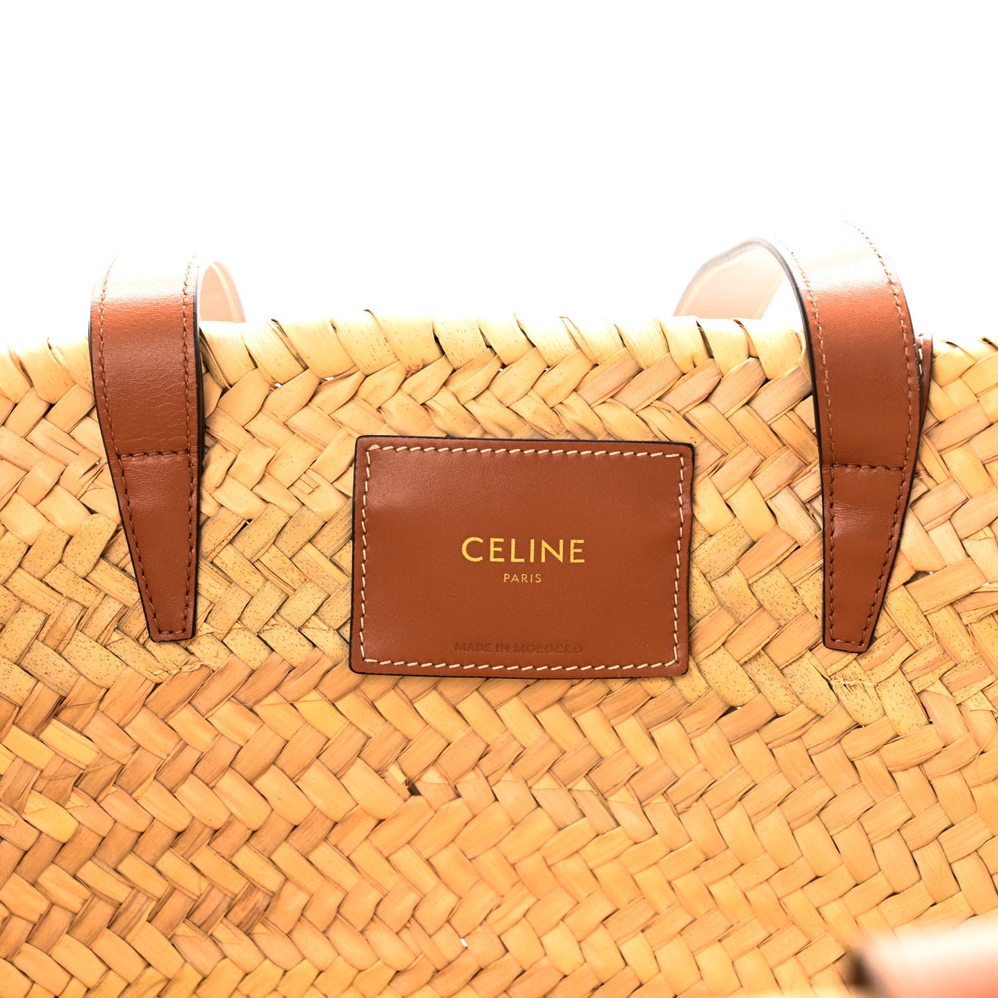 Raffia Calfskin Triomphe Medium Panier Tan