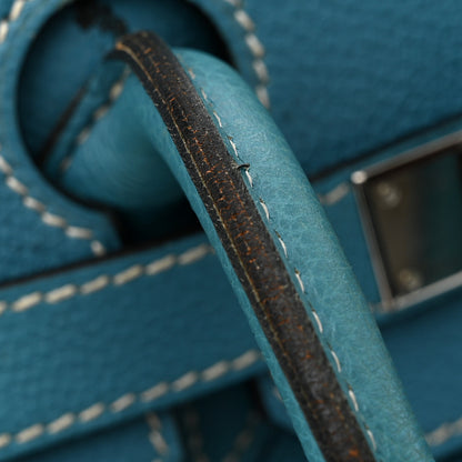 Hermes Taurillon Clemence BIRKIN 35 Blue Jean 16 of 17