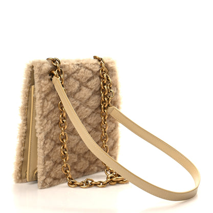 Saint Laurent Shearling Quilted Le Maillon Square Crossbody Bag Natural 2 of 5