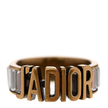 Christian Dior Metal Baguette Crystal J'Adior Ring 52 6 Gold 1 of 5