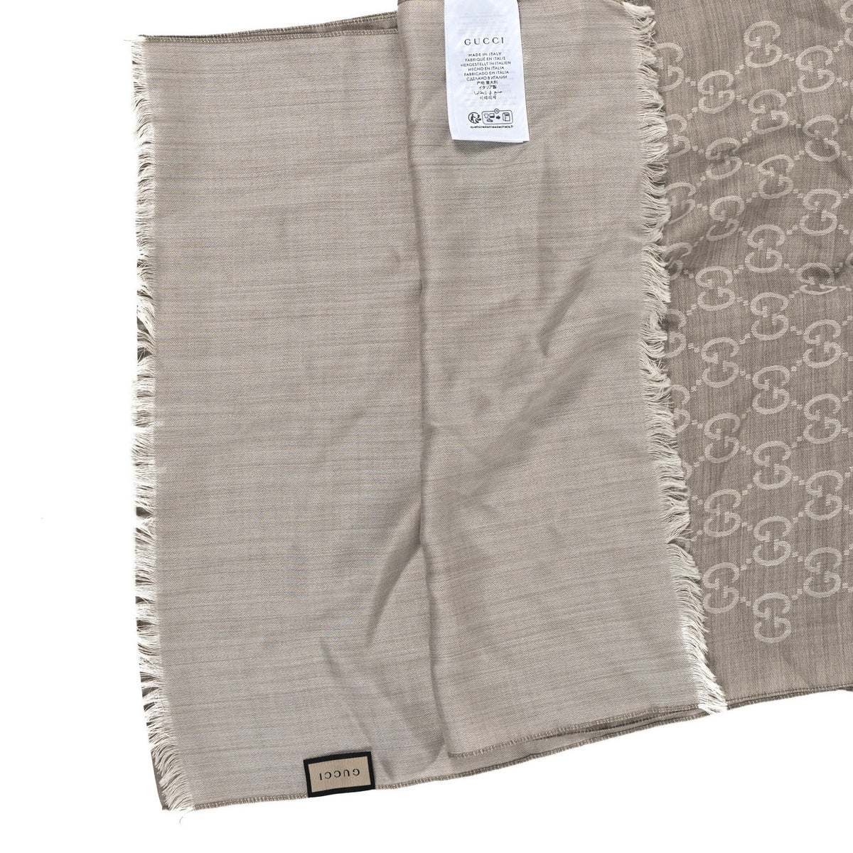 Gucci Wool Silk GG Monogram GGNat Scarf Sand 3 of 3
