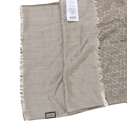 Gucci Wool Silk GG Monogram GGNat Scarf Sand 3 of 3