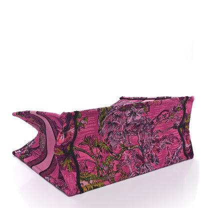 Christian Dior Canvas Embroidered Medium Toile de Jouy Voyage Book Tote Fuchsia Multicolor 4 of 9