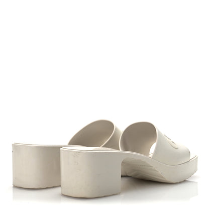Gucci Rubber Gucci Logo Womens Platform 20/60mm Slide Sandals 38 Mystic White 5 of 14
