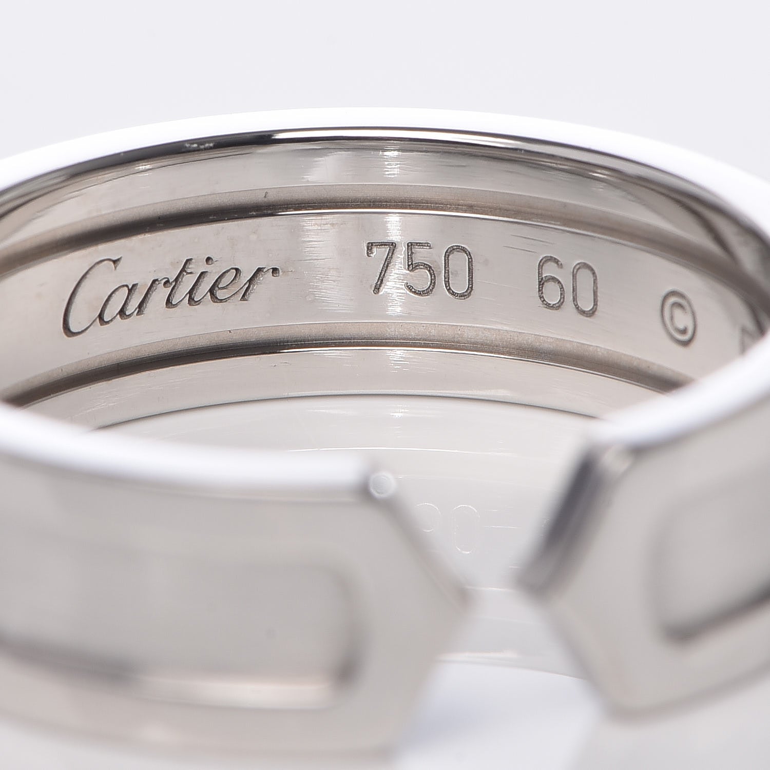 Cartier 18K White Gold 6.5mm C De Ring 60 9.25 4 of 5