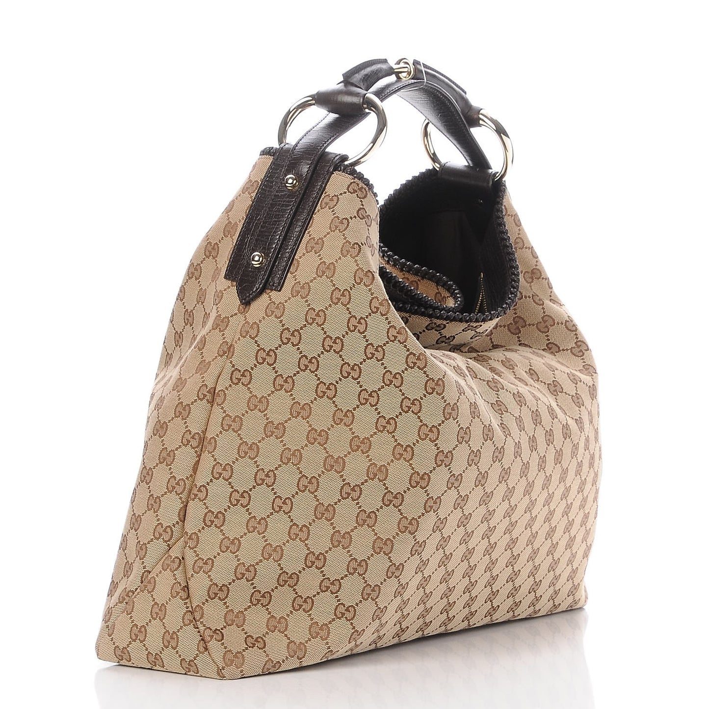 Monogram Large Horsebit Chain Hobo Dark Brown
