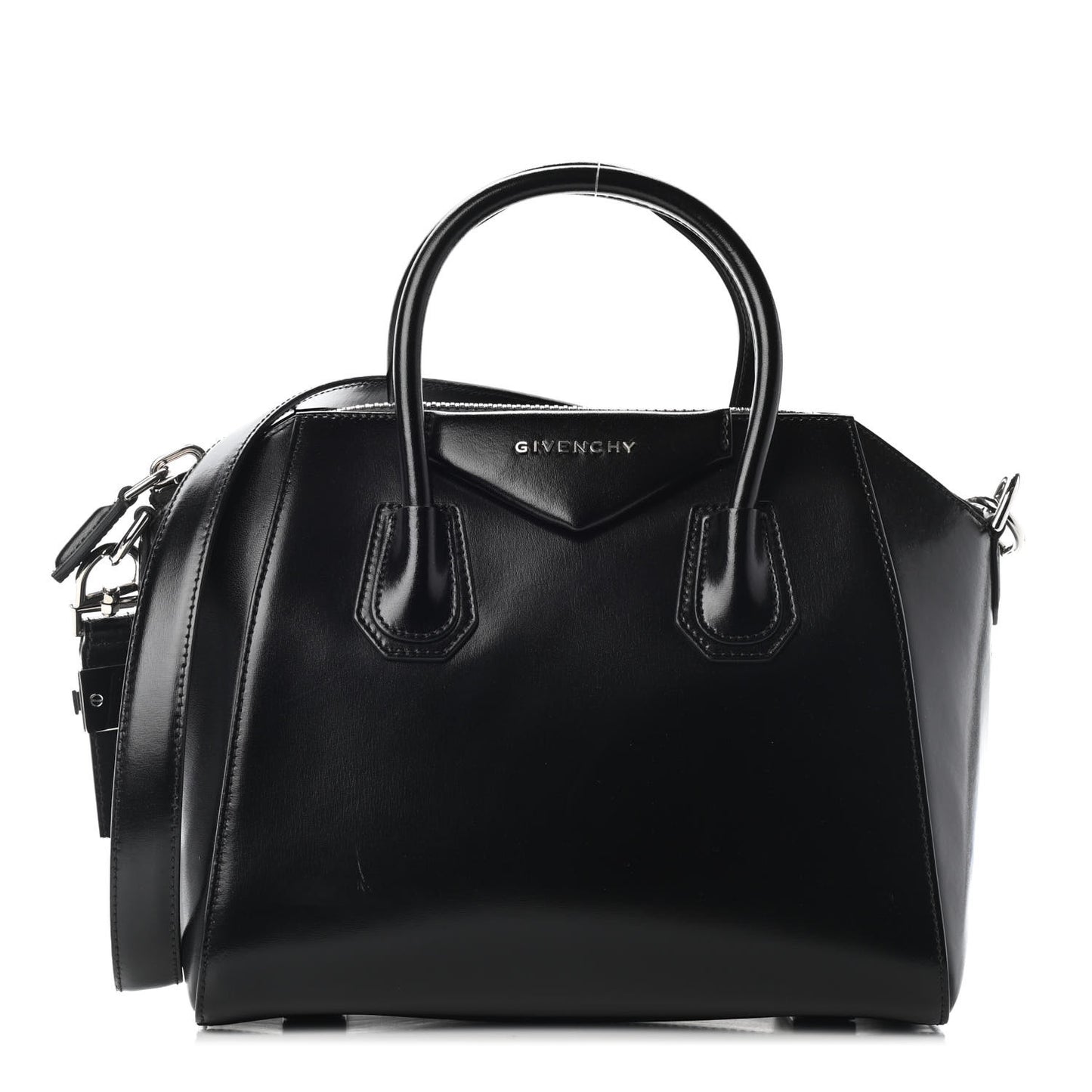 Shiny Lord Calfskin Small Antigona Black