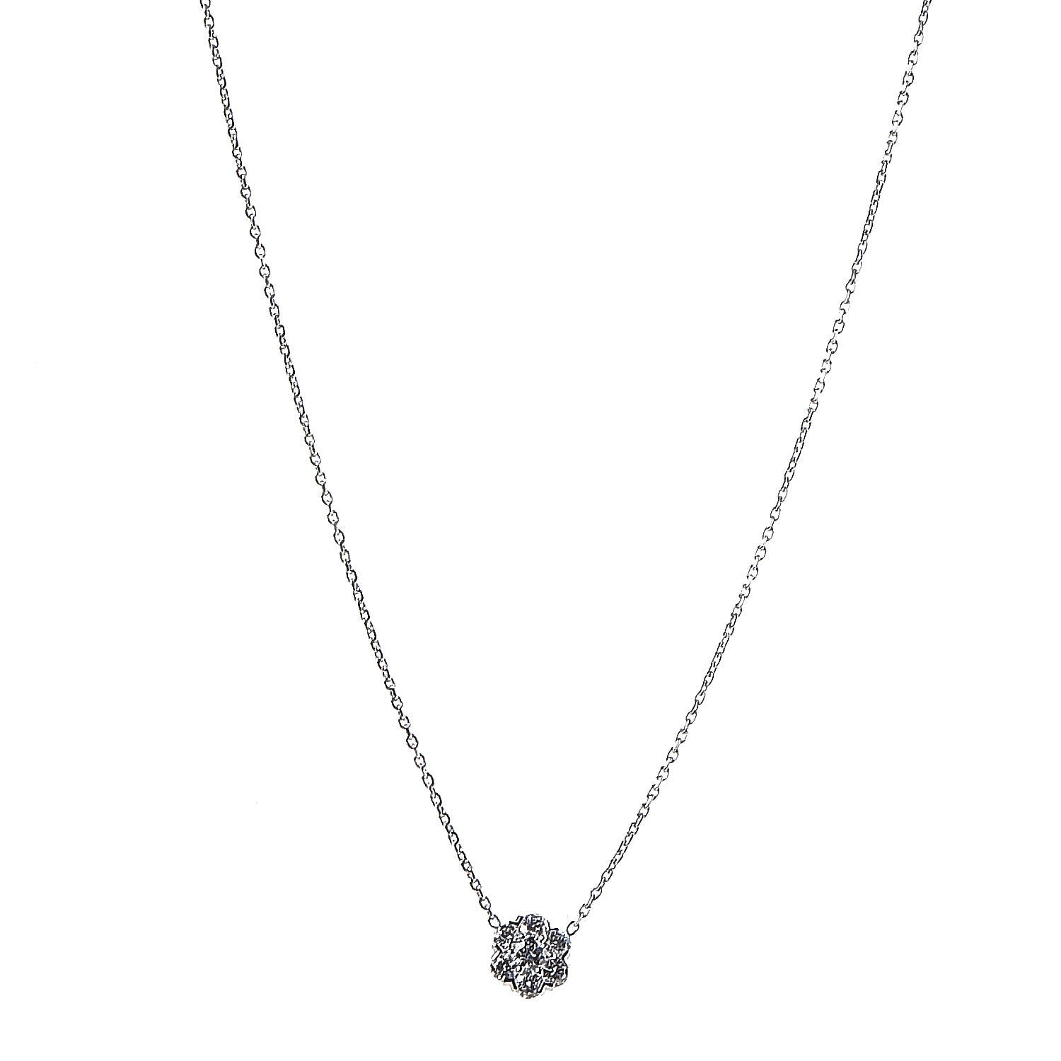 Van Cleef & Arpels 18K White Gold Diamond Large Fleurette Pendant Necklace 10 of 18