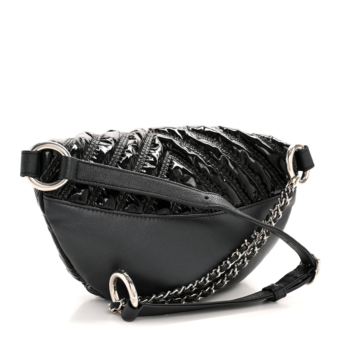 Lame Chevron Space Suit Waist Bag Black