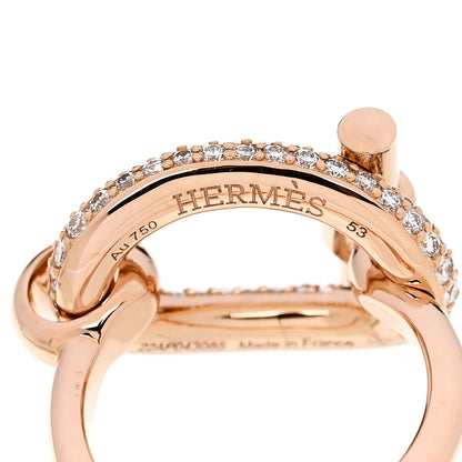Hermes 18K Rose Gold Diamond Adage Ring 53 6.25 5 of 7