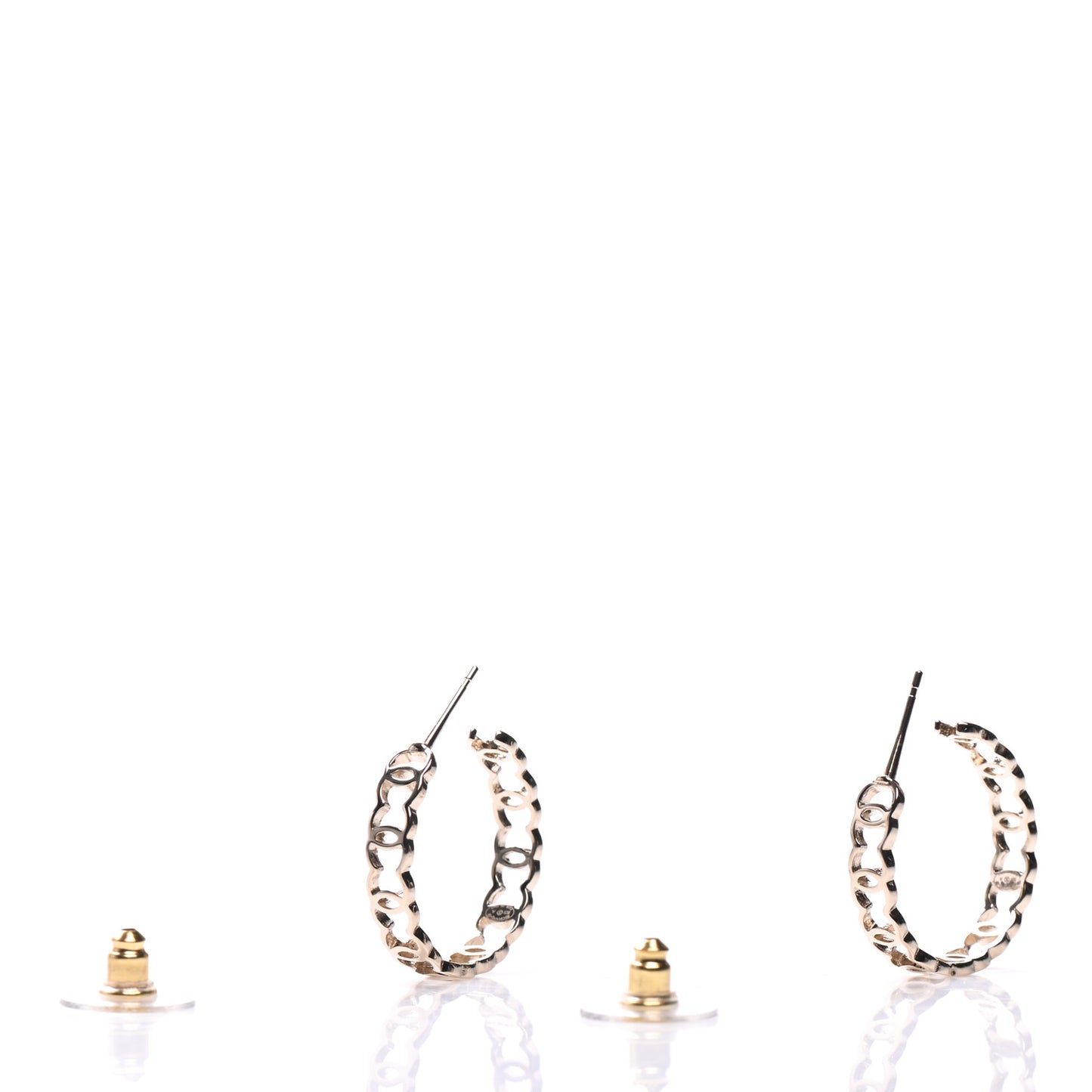 Metal CC Hoop Earrings Gold
