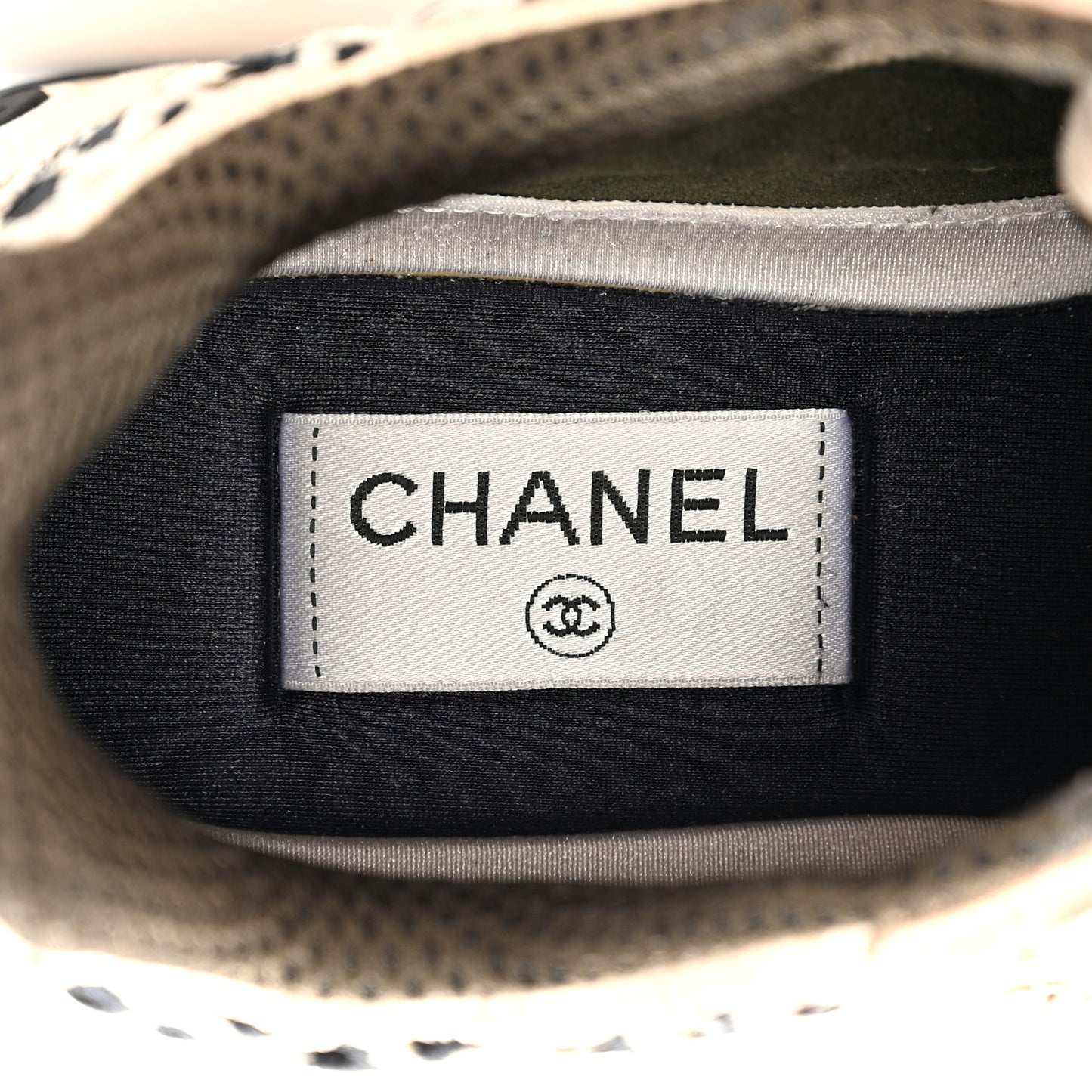 Suede Calfskin Embroidered CC Sneakers 38.5 Beige Black