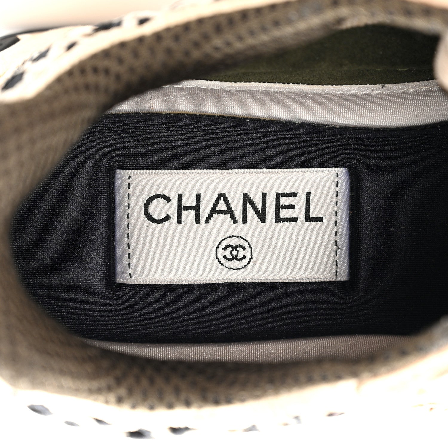 Chanel Suede Calfskin Embroidered CC Sneakers 38.5 Beige Black 7 of 11