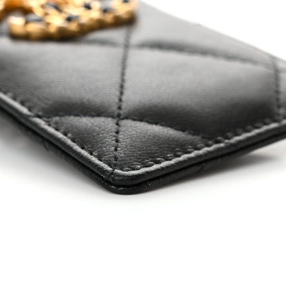 Chanel Shiny Goatskin Quilted Chanel 19 Card Holder On Chain Black 9 of 11