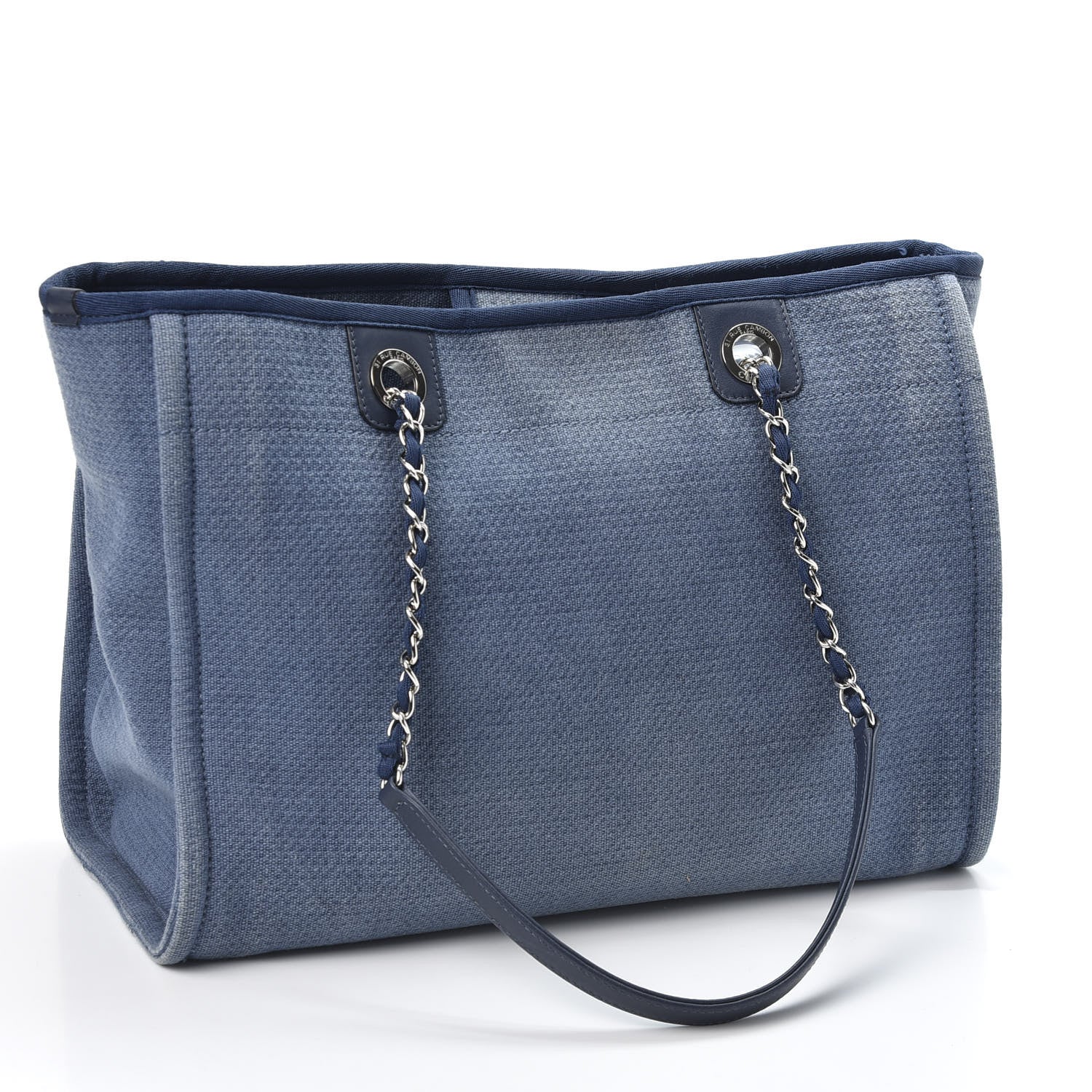 Chanel Canvas Small Deauville Tote Denim Blue 2 of 9