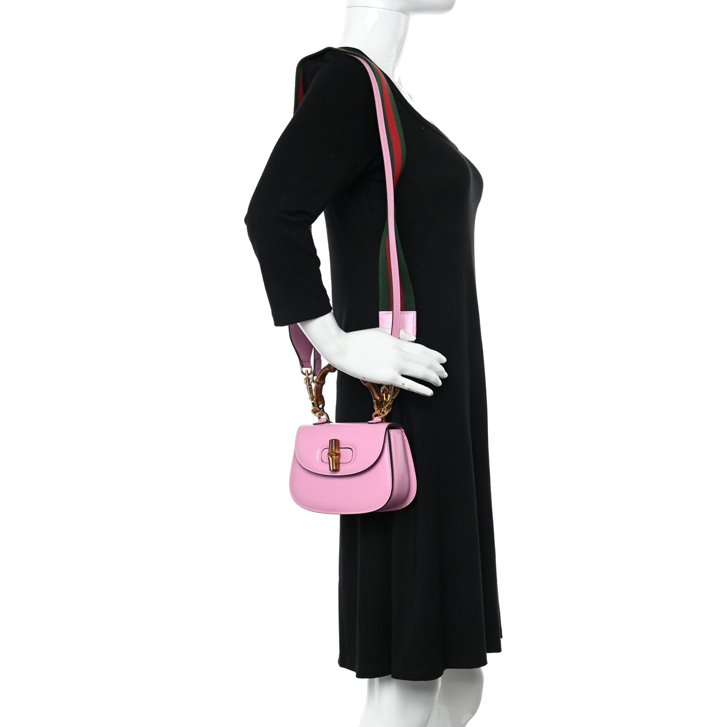 Boarded Dyana Lux Calfskin Web Mini Bamboo 1947 Top Handle Bag Nice Pink