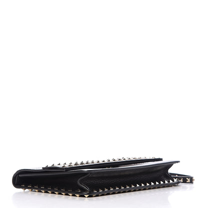 Valentino Garavani Pebbled Calfskin Rockstud Side Slip Wristlet Clutch Black 4 of 9