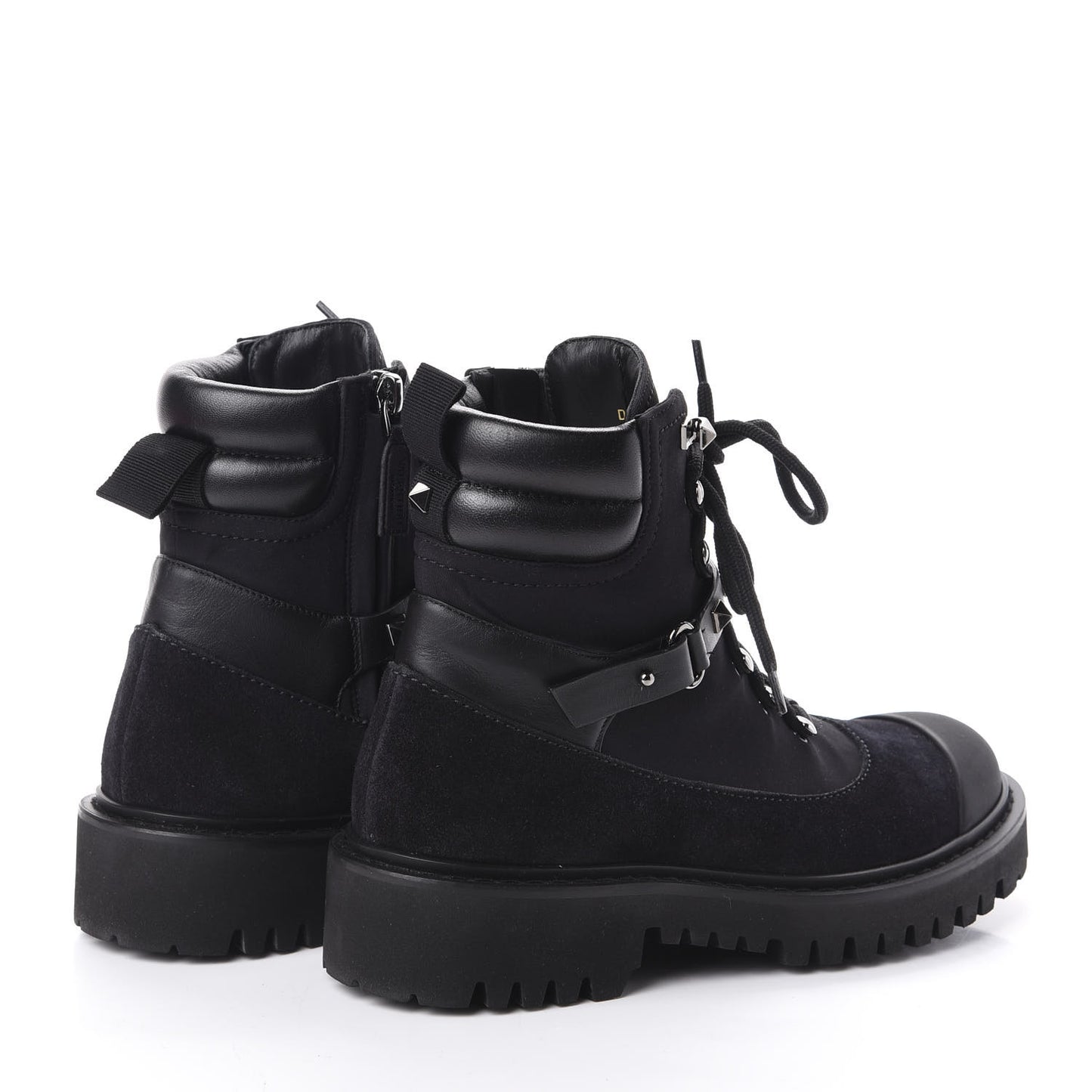 Suede Rockstud Cap Toe Combat Boots 35.5 Black