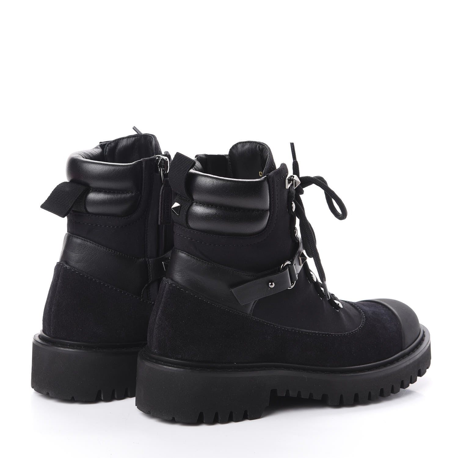 Valentino Garavani Suede Rockstud Cap Toe Combat Boots 35.5 Black 4 of 7