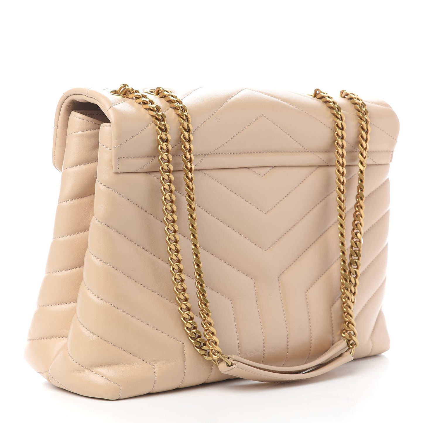Calfskin Y Quilted Monogram Medium Loulou Chain Satchel Nude Powder