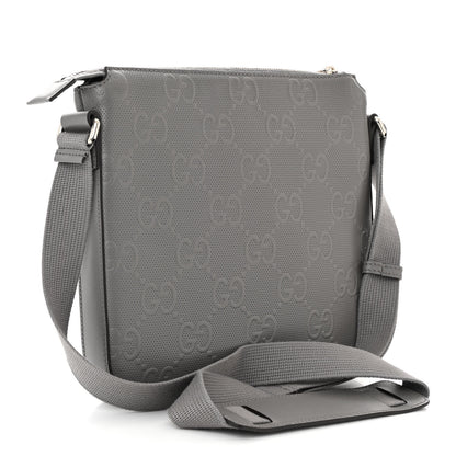 Gucci Calfskin GG Tennis Embossed Small Flat Messenger Bag Grey 3 of 9