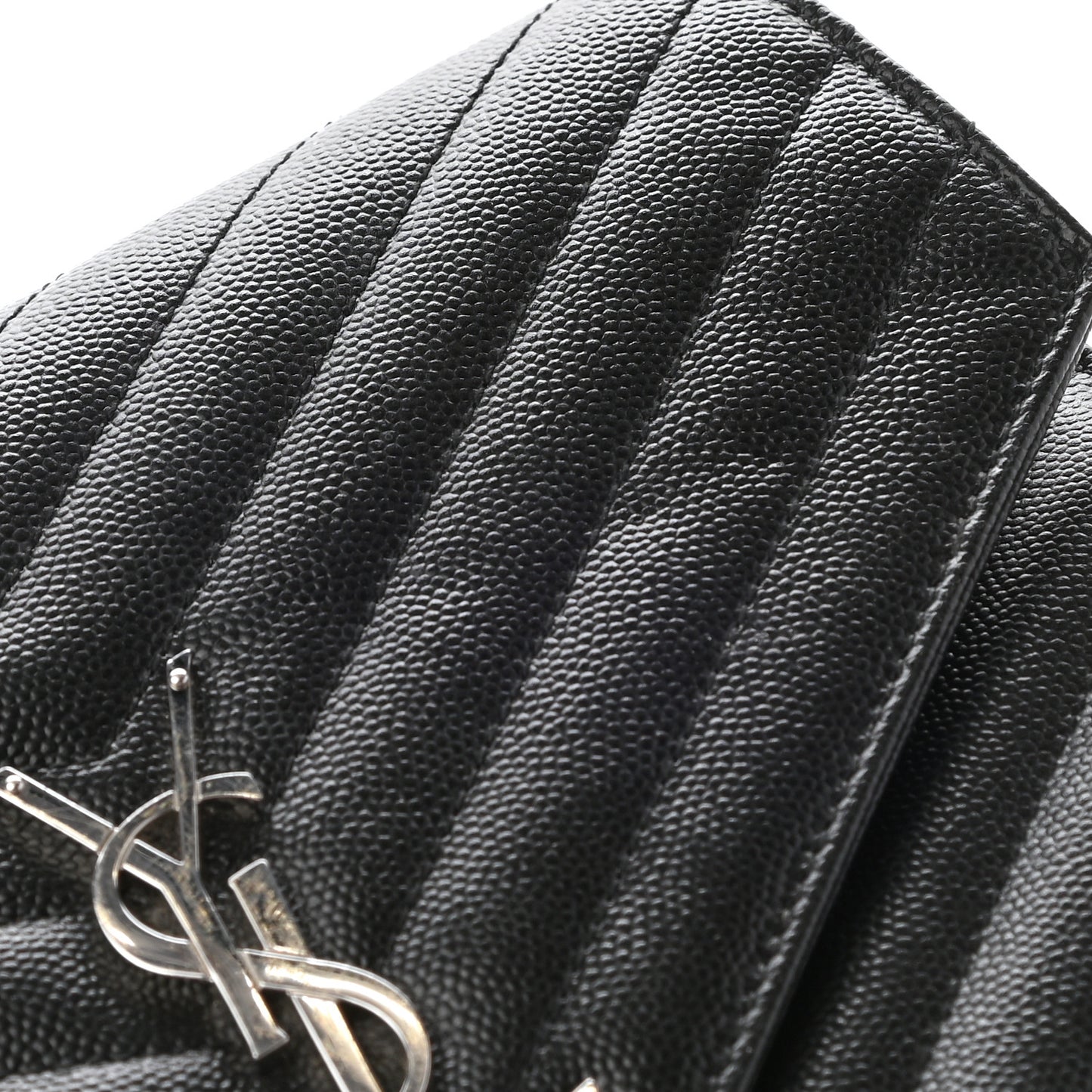 Grain De Poudre Matelasse Chevron Monogram Envelope Clutch Black