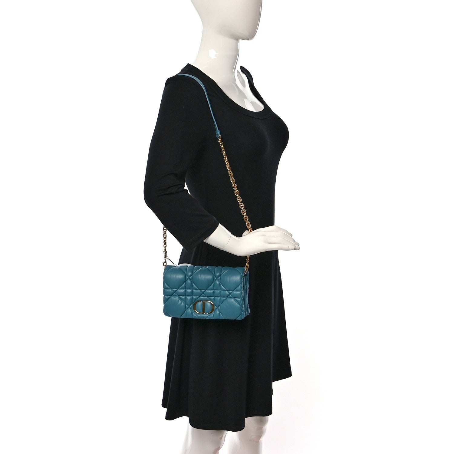 Christian Dior Calfskin Macrocannage Mini Caro Bag Horizon Blue 2 of 10