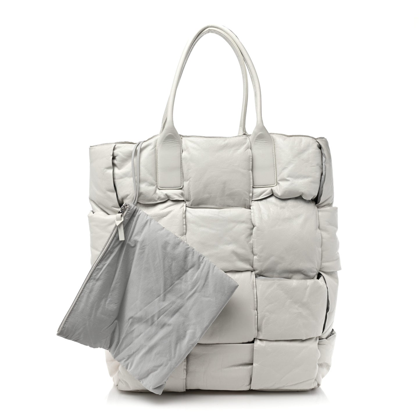 Lambskin Intrecciato The Squash Padded Tote Chalk